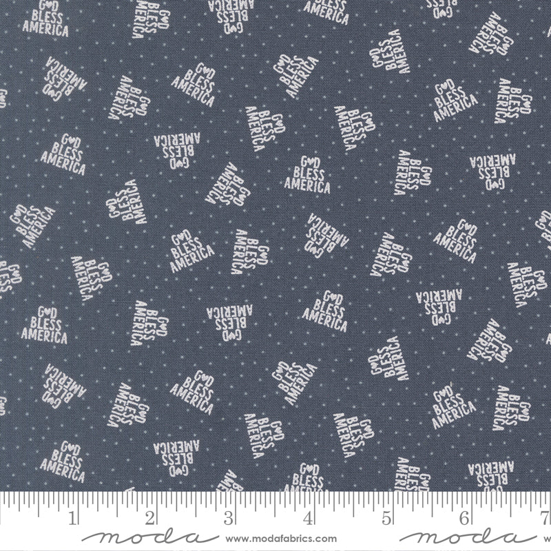 Independence Day God Bless America Text and Words INDIGO by Sweetwater for Moda 55724-14 scale