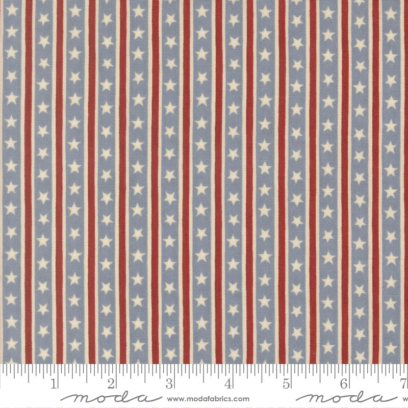 Steel Blue Starts In Stripes - America 250 Years by Deb Strain for Moda Fabrics