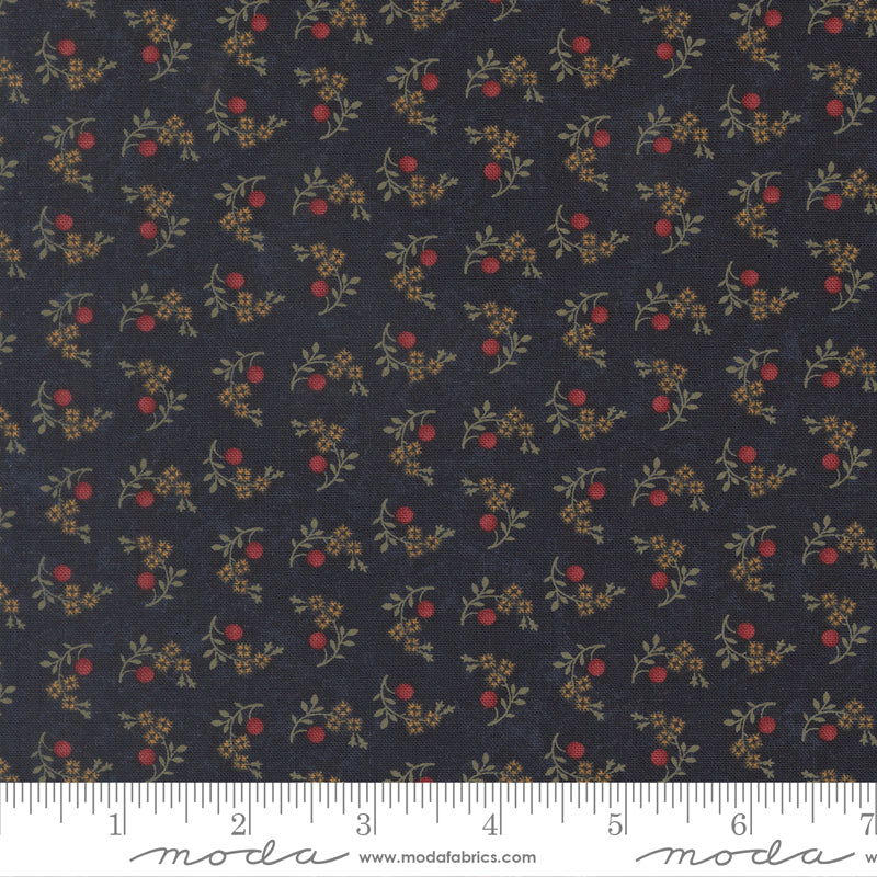 Quail Run Indigo Blooms and Berries Small Floral scale