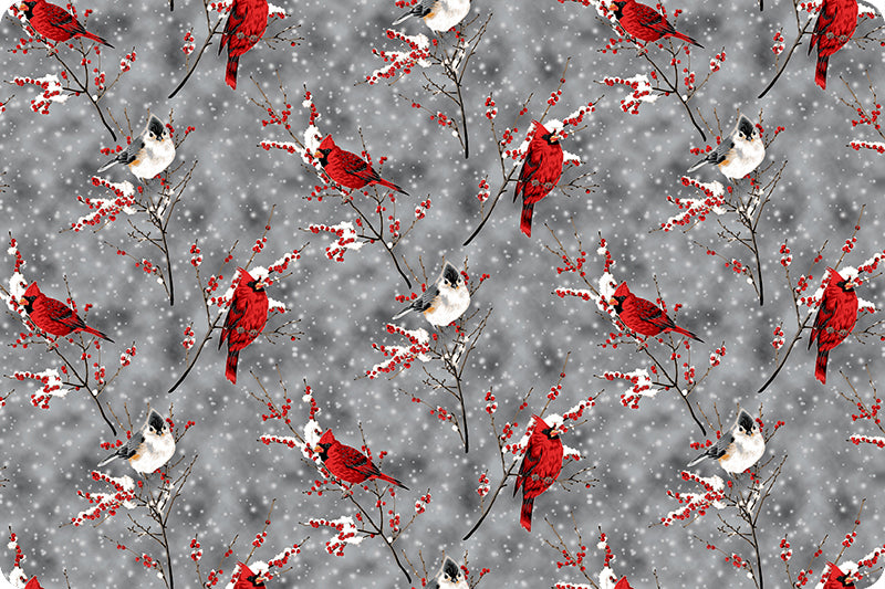 Hoffman Cardinal Sparrow Digital Cuddle Fabric