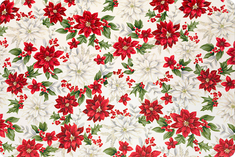 Hoffman Holiday Red/White Poinsettia Digital Cuddle Fabric