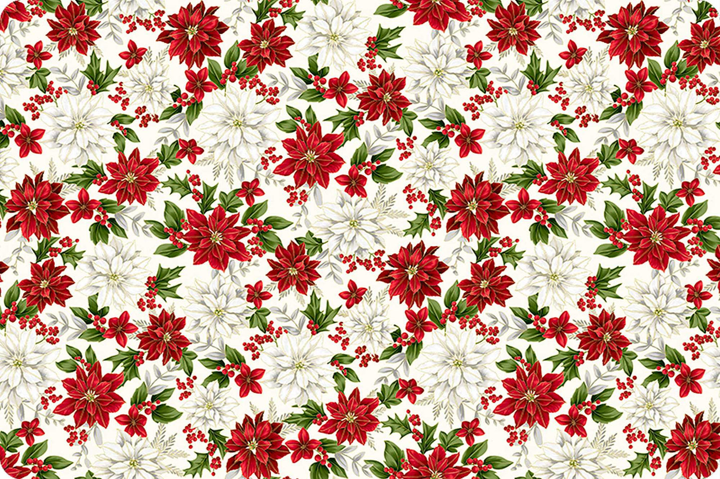 Hoffman Holiday Red/White Poinsettia Digital Cuddle Fabric