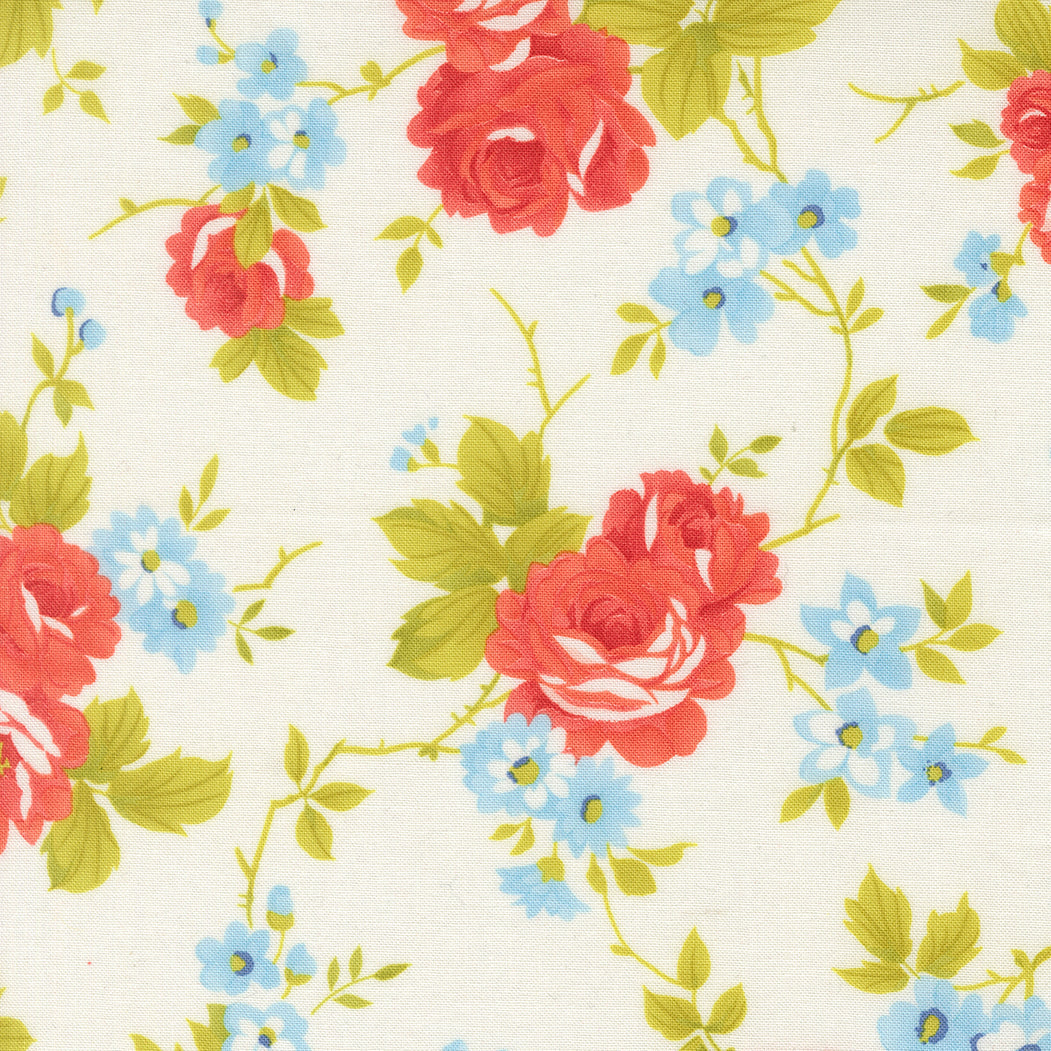 Rosie Country Rose Florals Whipped Cream 108" by Fig Tree Co for Moda