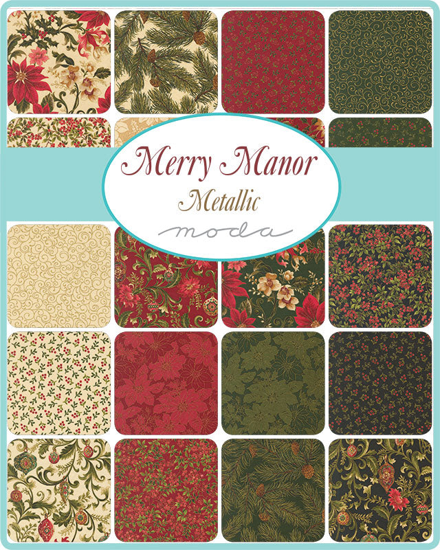 Merry Manor Metallic holiday quilting fabric collection by Moda Fabrics