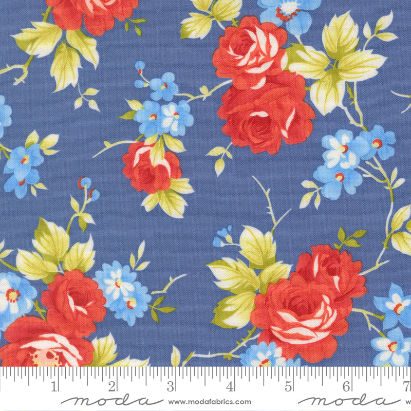Rosie Country Rose Florals Denim Jeans 108" scale