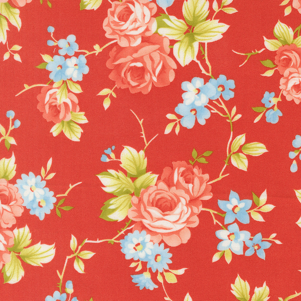 Rosie Country Rose Florals Strawberry 108" by Fig Tree Co for Moda