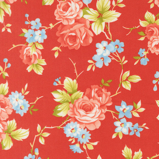 Rosie Country Rose Florals Strawberry 108" by Fig Tree Co for Moda