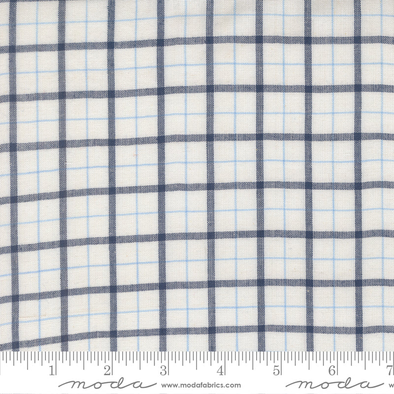 Summer Solstice Wovens Checks Plaids Stripes DARK BLUE WHITE scale