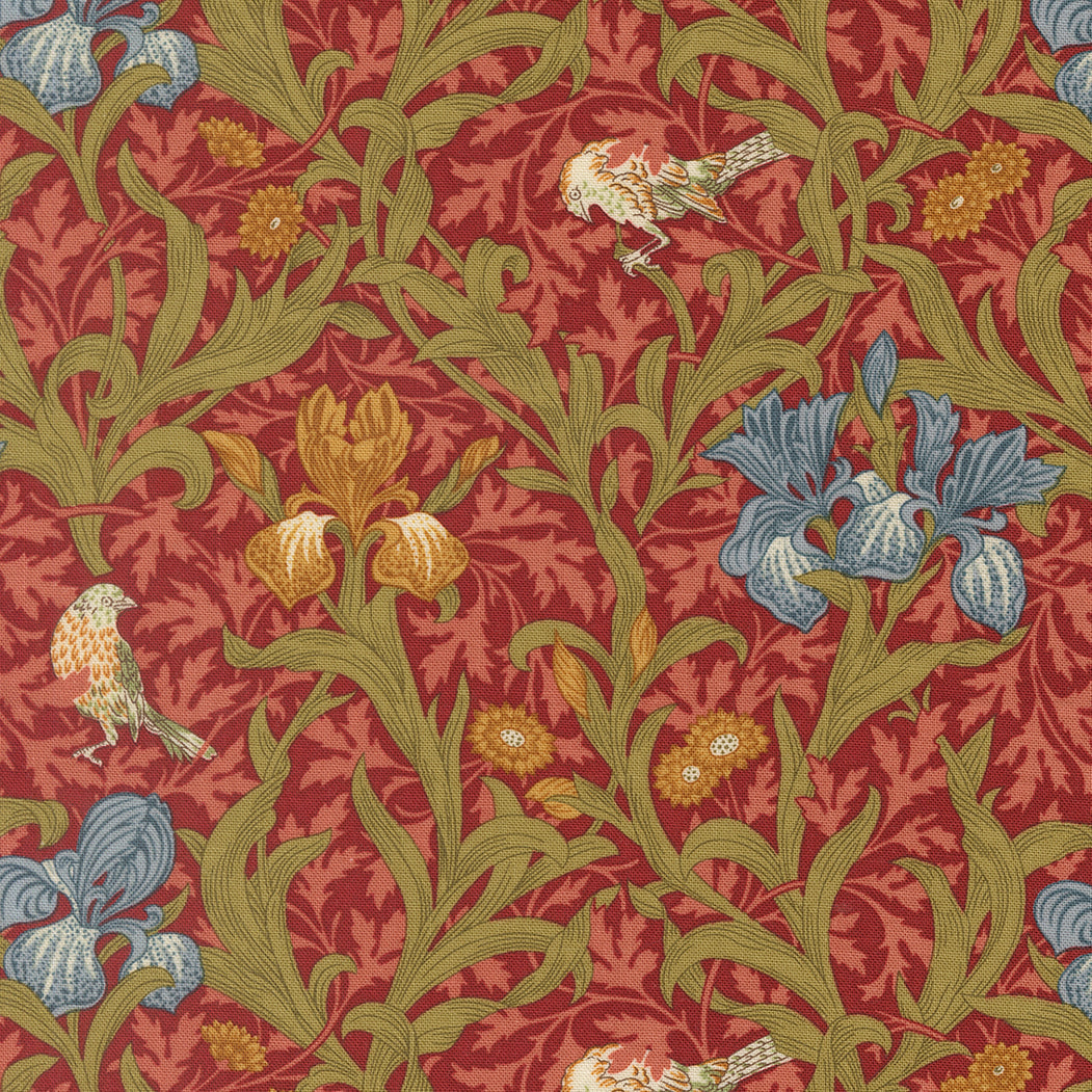Morris Muse Russet Iris Florals Birds