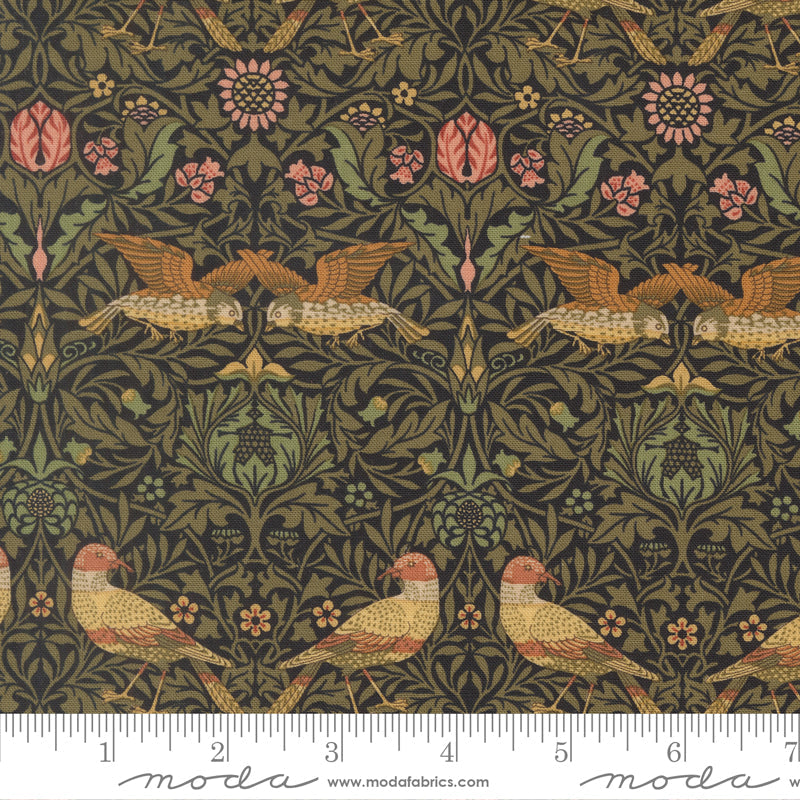 Morris Muse Ebony Birds Damask Birds scale