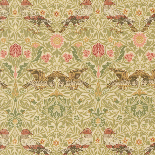 Morris Muse Parchment Birds Damask Birds