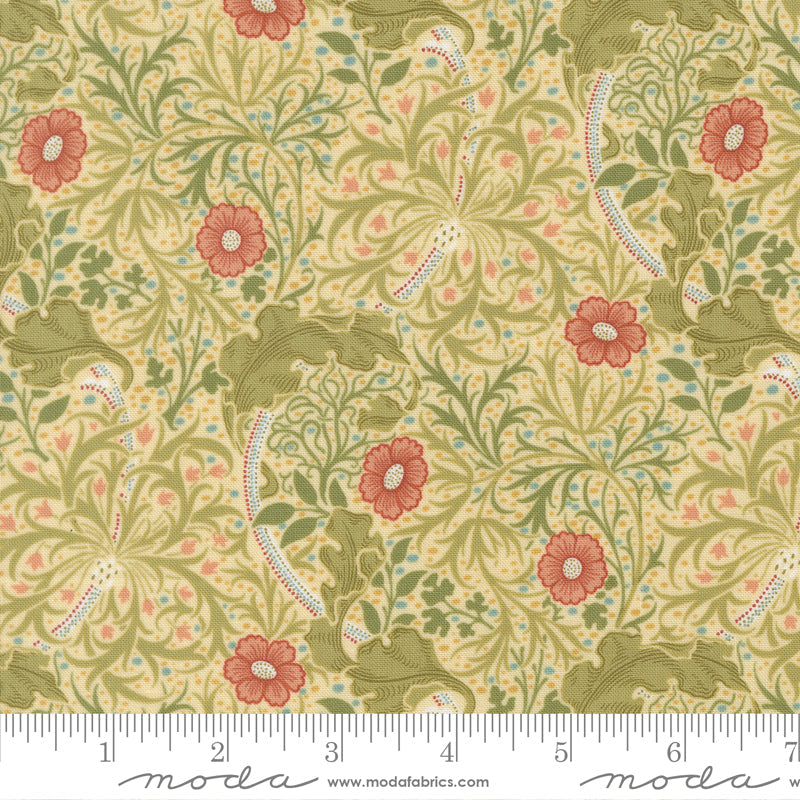 Morris Muse Parchment Seaweed Florals scale