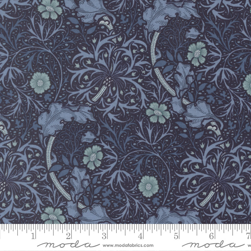 Morris Muse Twilight Seaweed Florals scale
