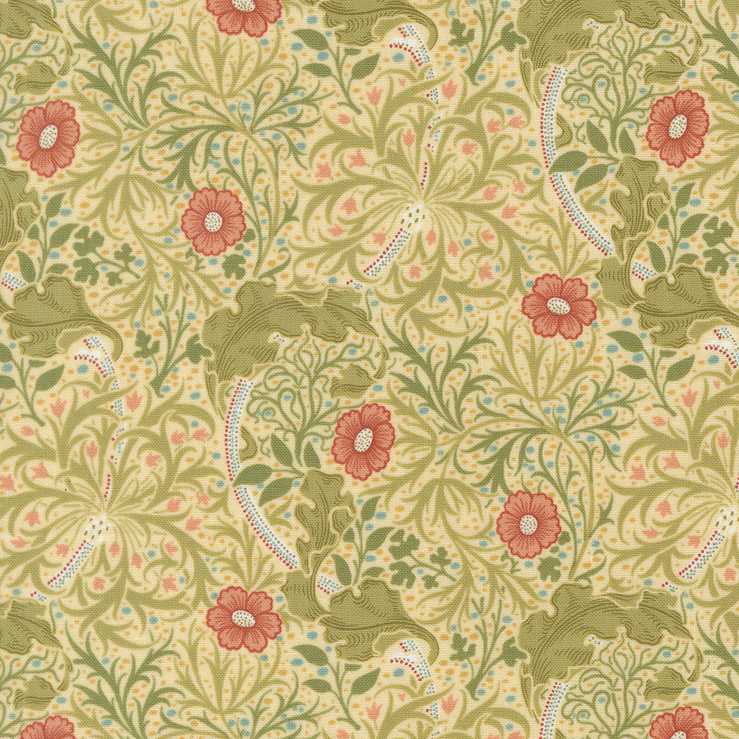 Morris Muse Parchment Seaweed Florals