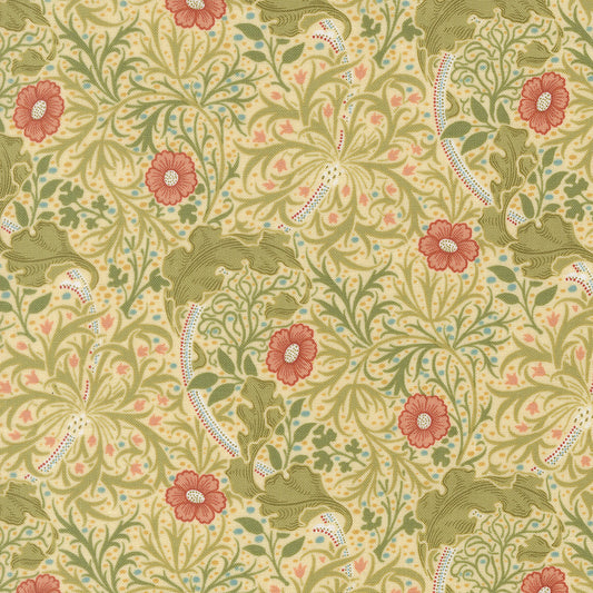 Morris Muse Parchment Seaweed Florals