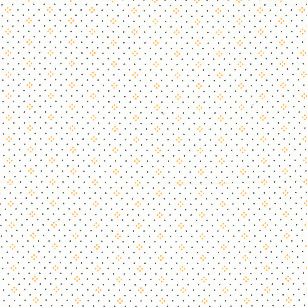 Eyelet Basic Dot Foulard Shirting Ivory Pumpkin by Fig Tree Co for Moda