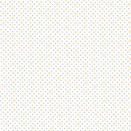 Eyelet Basic Dot Foulard Shirting Ivory Pumpkin by Fig Tree Co for Moda