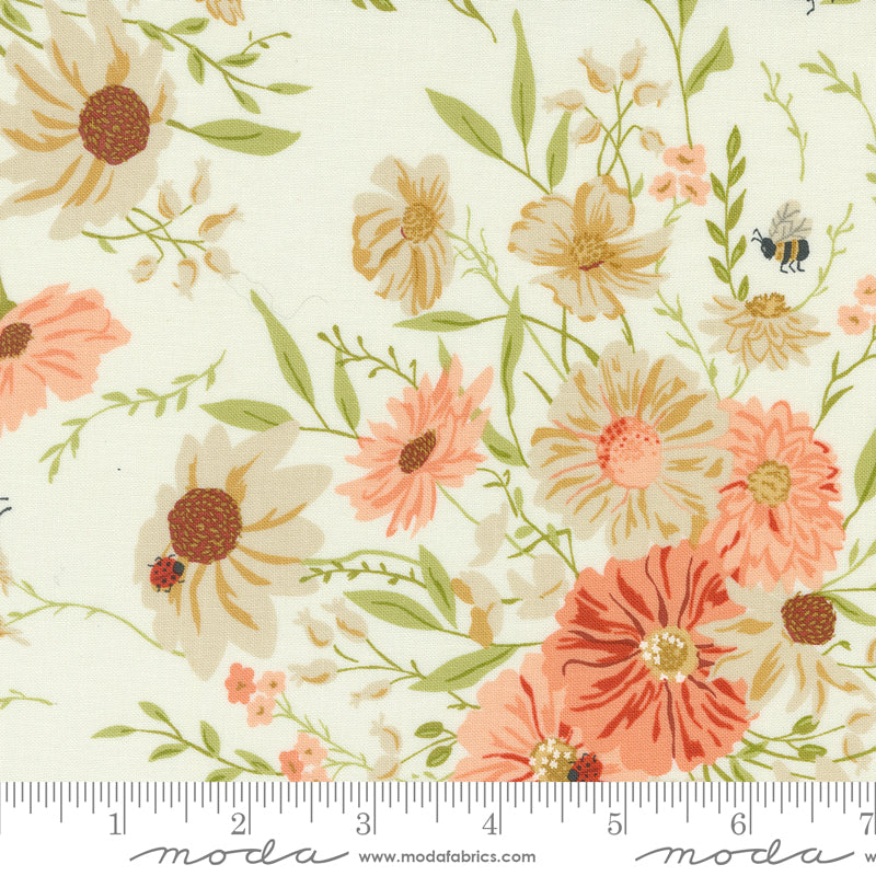 Farmstead Farm Fresh Flowers Florals Porcelain by Stacy Iest Hsu for Moda Fabric 20900-11 scale