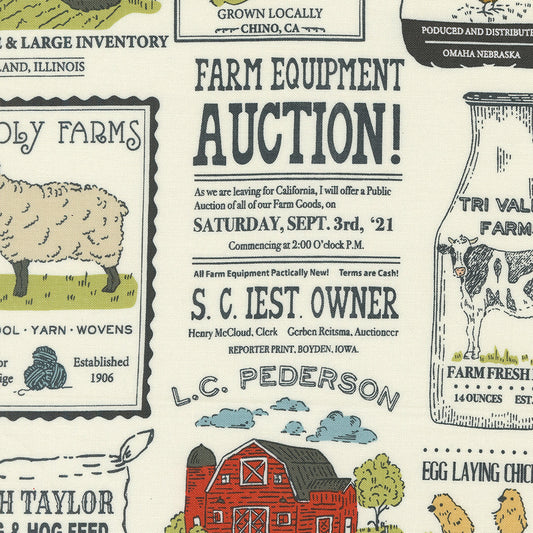 Farmstead Vintage Farm Advertisements Porcelain by Stacy Iest Hsu for Moda Fabric 20902-11