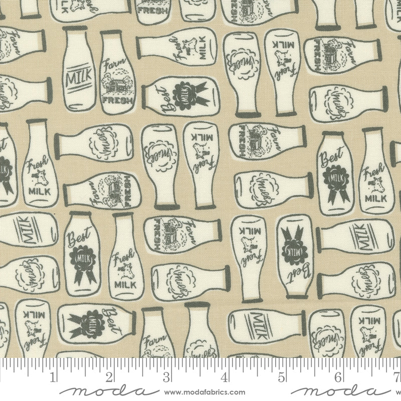 Farmstead Milk and More Novelty Milk Linen by Stacy Iest Hsu for Moda Fabric 20904-12 scale