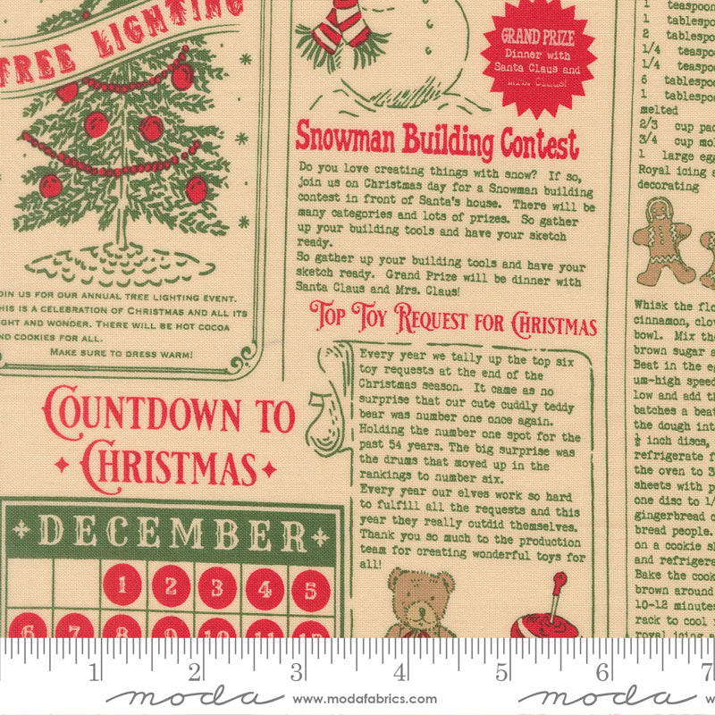 Holiday Cheer North Pole News Text and Words Vintage Mewsprint Natural by Stacy Lest Hsu for Moda Fabrics 20970-11 scale