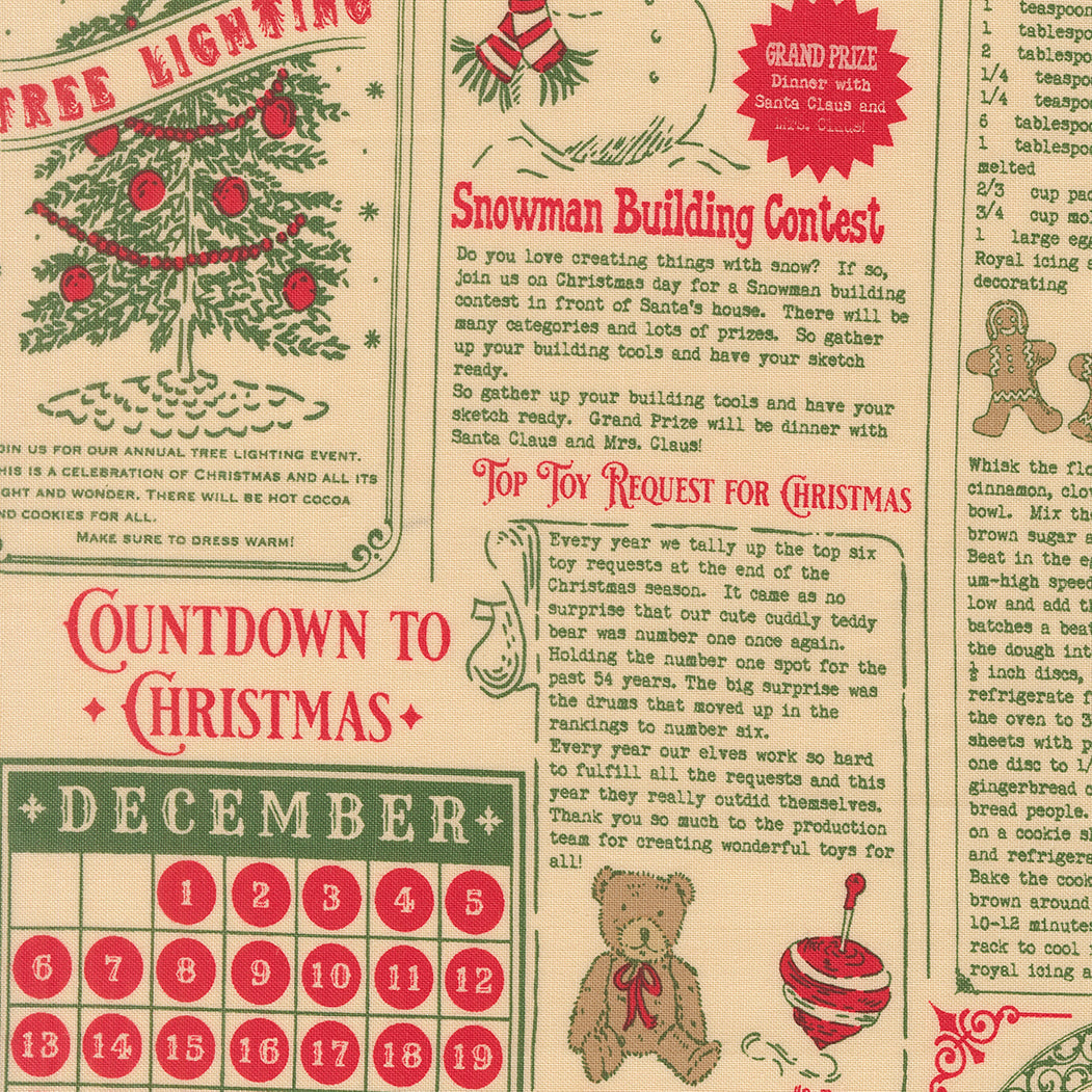 Holiday Cheer North Pole News Text and Words Vintage Mewsprint Natural by Stacy Lest Hsu for Moda Fabrics 20970-11