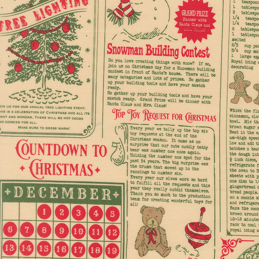 Holiday Cheer North Pole News Text and Words Vintage Mewsprint Natural by Stacy Lest Hsu for Moda Fabrics 20970-11