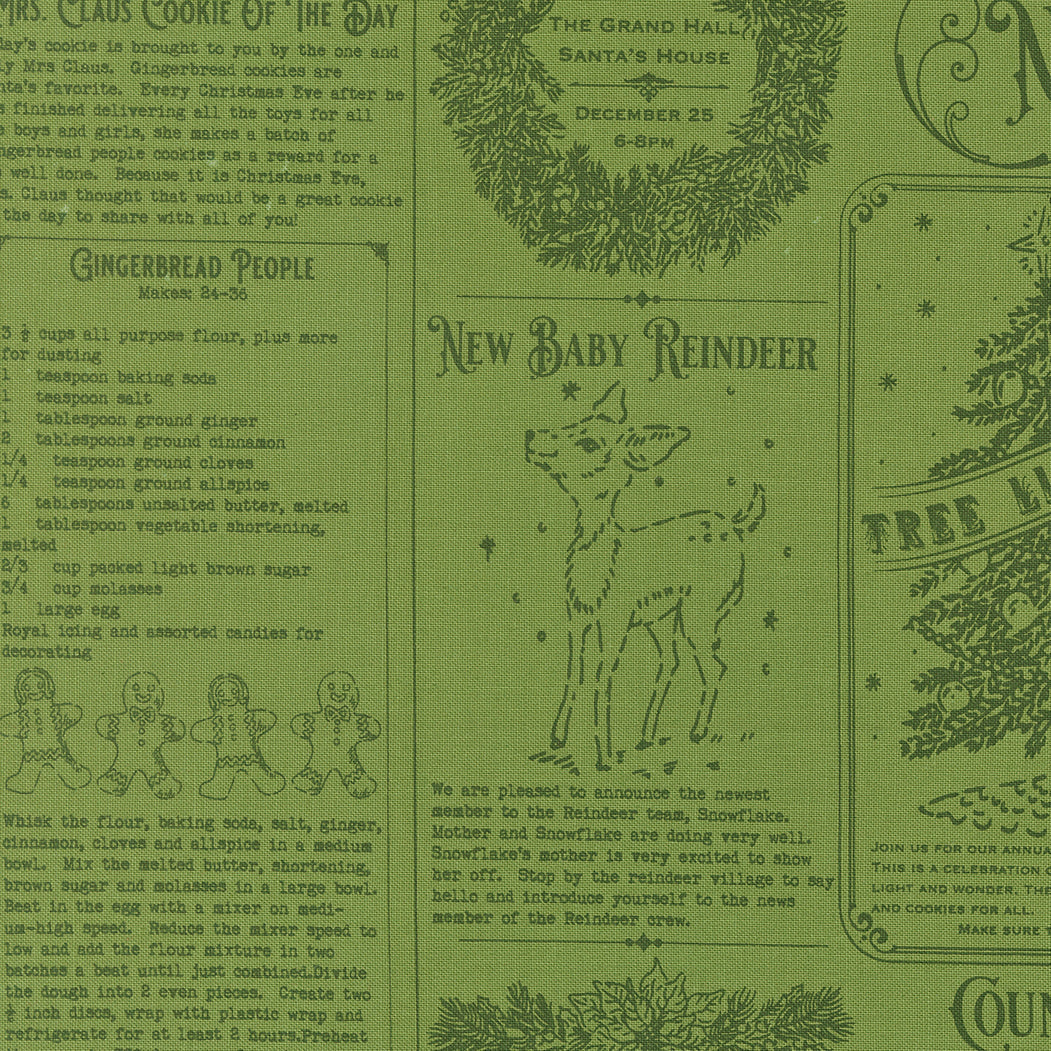 Holiday Cheer North Pole News Text and Words Vintage Mewsprint Mistletoe by Stacy Lest Hsu for Moda Fabrics 20970-13