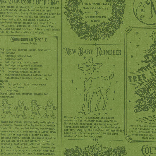Holiday Cheer North Pole News Text and Words Vintage Mewsprint Mistletoe by Stacy Lest Hsu for Moda Fabrics 20970-13