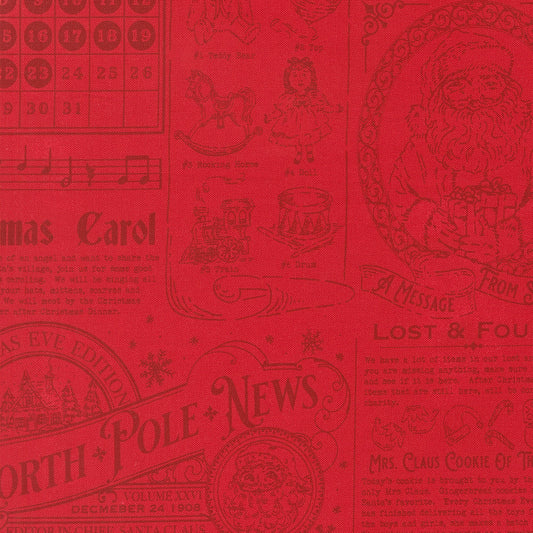 Holiday Cheer North Pole News Text and Words Vintage Mewsprint Poinsettia by Stacy Lest Hsu for Moda Fabrics 20970-17
