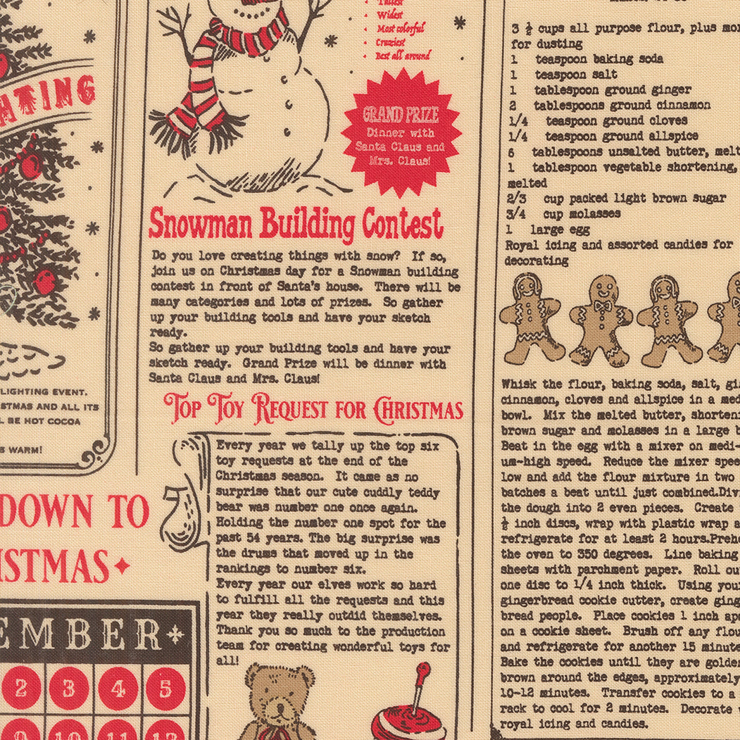 Holiday Cheer North Pole News Text and Words Vintage Mewsprint Natural Midnight by Stacy Lest Hsu for Moda Fabrics 20970-21