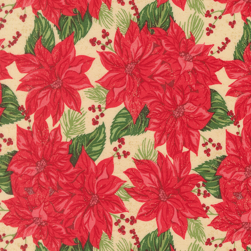 Holiday Cheer Vintage Poinsettia Florals Natural by Stacy Lest Hsu for Moda Fabrics 20971-11