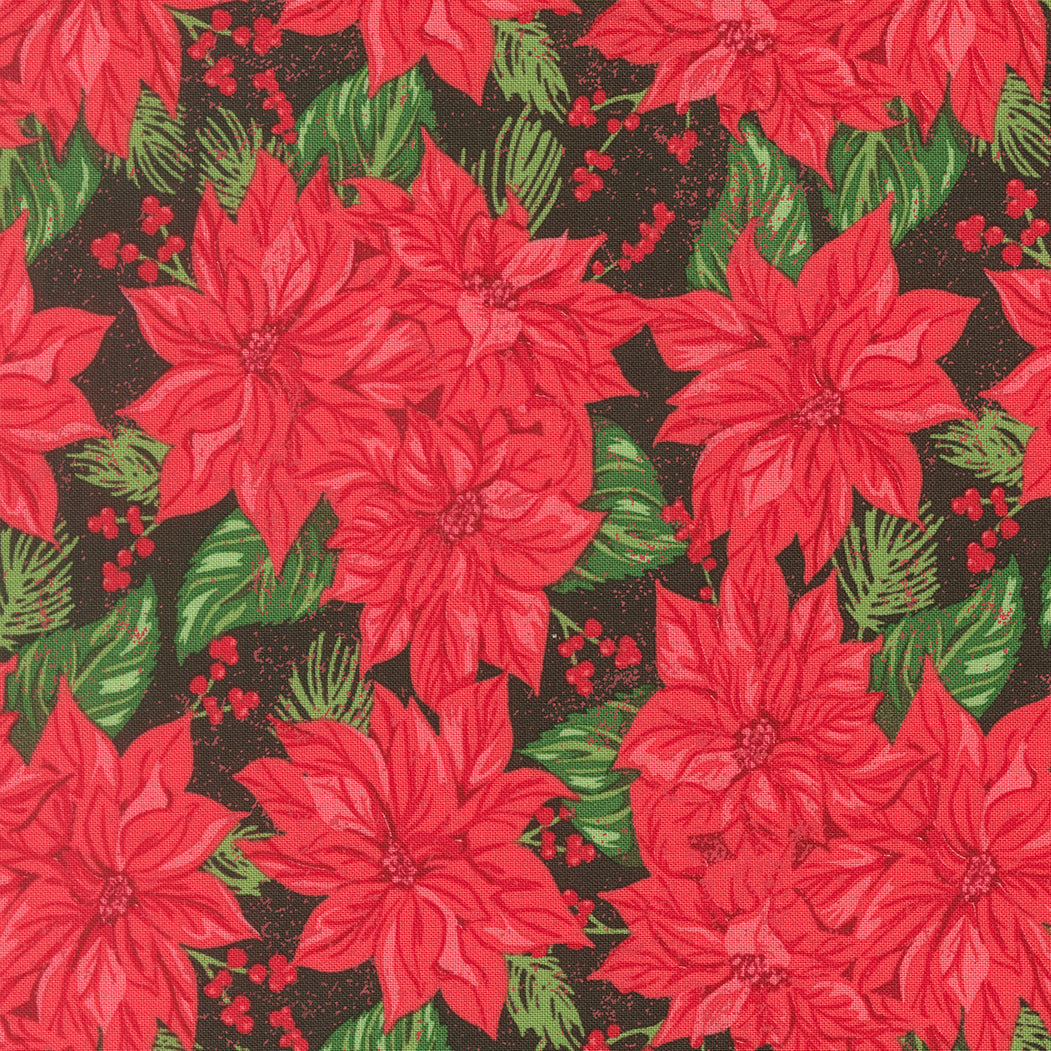 Holiday Cheer Vintage Poinsettia Florals Midnight Poinsettia by Stacy Lest Hsu for Moda Fabrics 20971-30