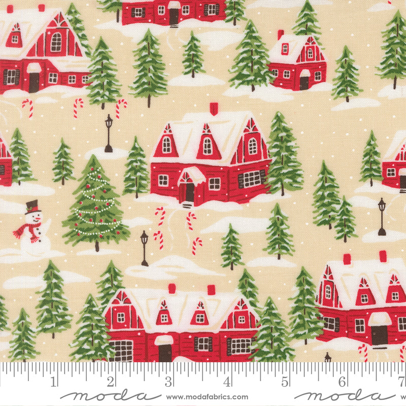 Holiday Cheer Cardinals Village Landscape and Nature Scenic Natural by Stacy Lest Hsu for Moda Fabrics 20972-11 scale