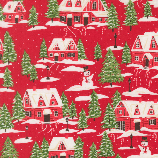 Holiday Cheer Cardinals Village Landscape and Nature Scenic Poinsettia by Stacy Lest Hsu for Moda Fabrics 20972-17