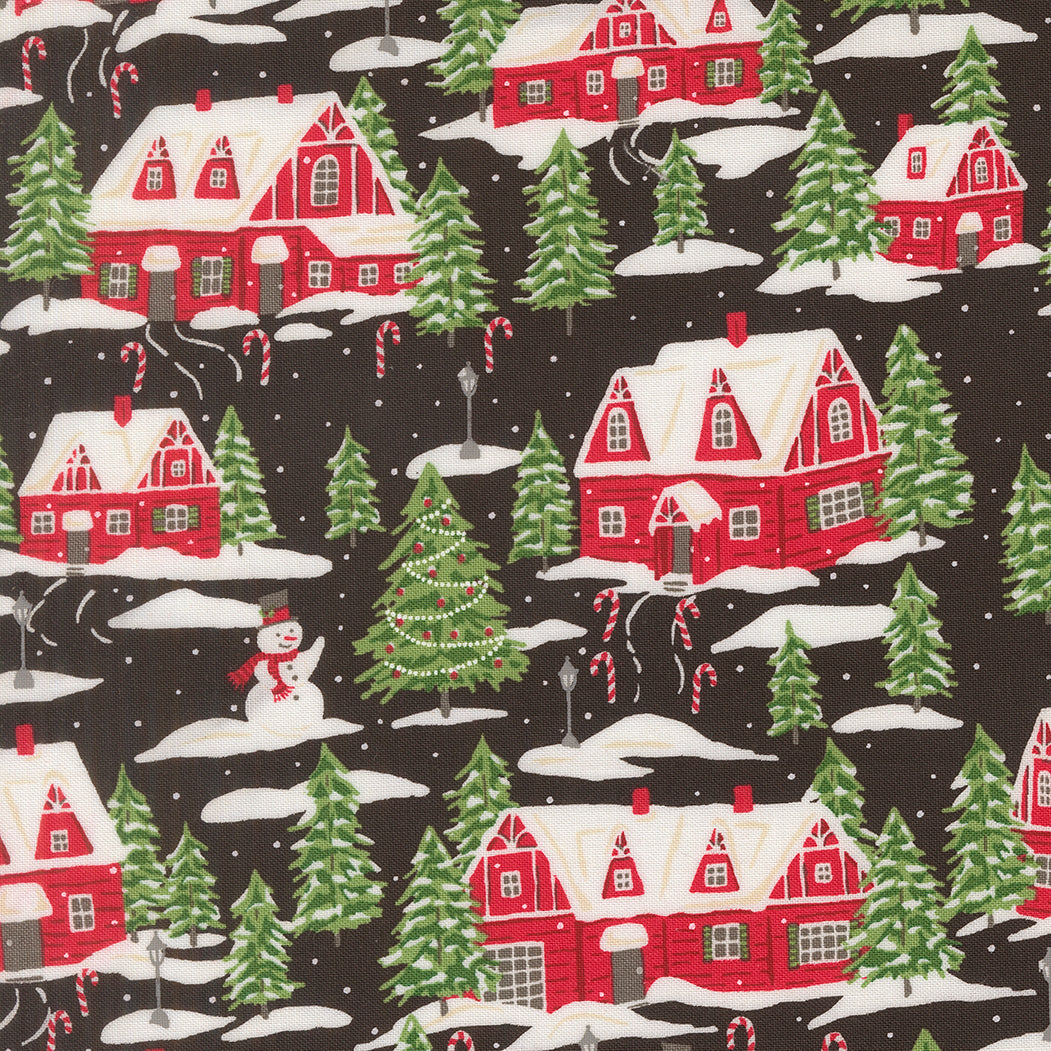 Holiday Cheer Cardinals Village Landscape and Nature Scenic Midnight by Stacy Lest Hsu for Moda Fabrics 20972-20