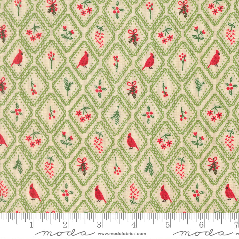 Holiday Cheer Christmas Charm Blenders Cardinal Mistletoe by Stacy Lest Hsu for Moda Fabrics 20974-13 scale