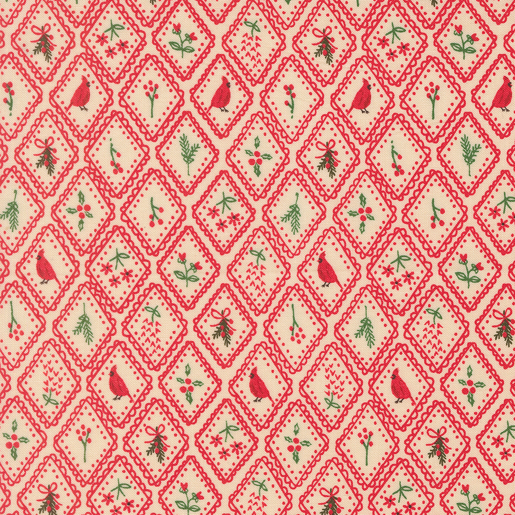 Holiday Cheer Christmas Charm Blenders Cardinal Poinsettia by Stacy Lest Hsu for Moda Fabrics 20974-17