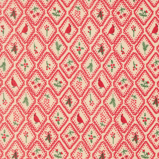 Holiday Cheer Christmas Charm Blenders Cardinal Poinsettia by Stacy Lest Hsu for Moda Fabrics 20974-17