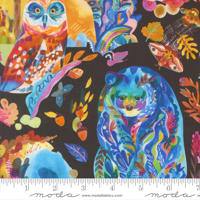Northern Brights Northern Brights Novelty Watercolor Animals Night Sky by Amarilys Henderson for Moda Fabrics 21850-14 scale
