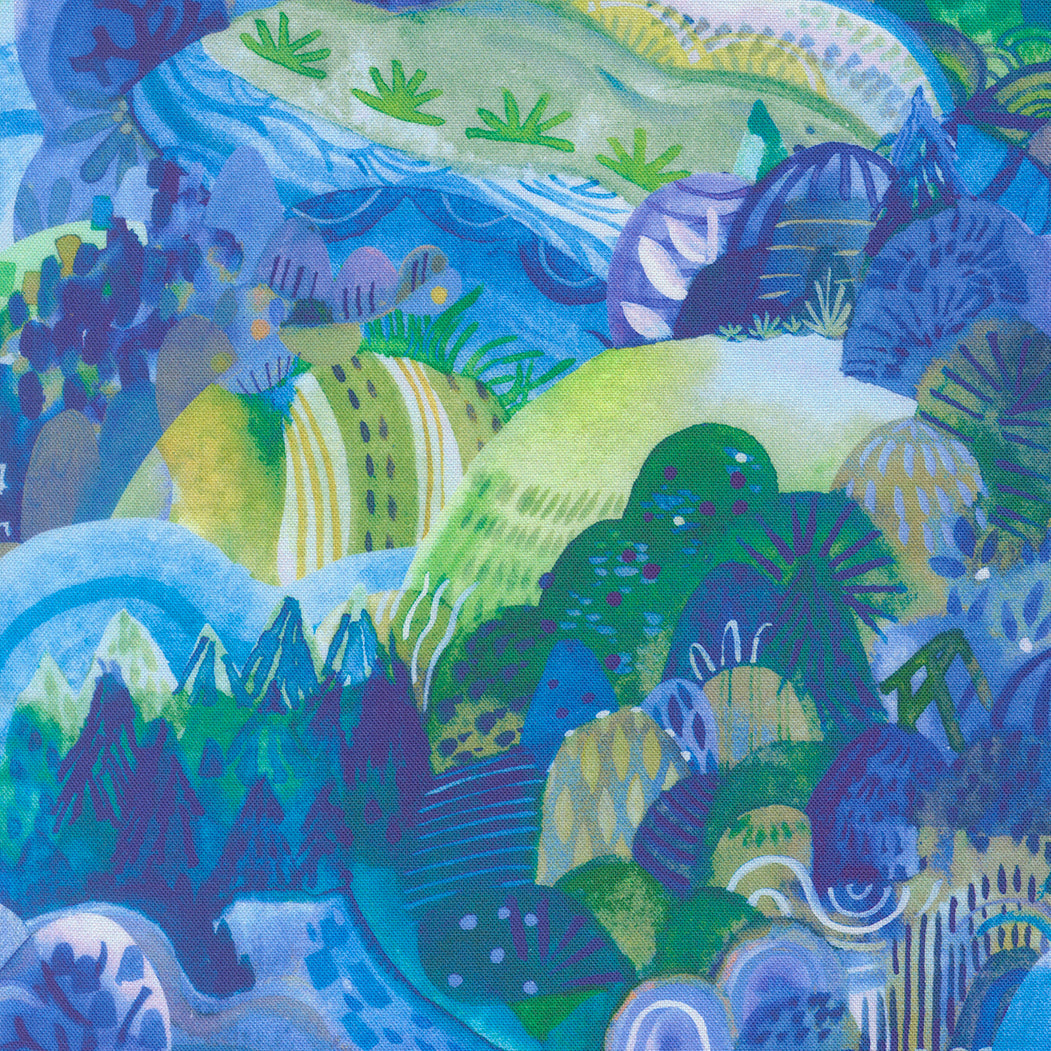 Northern Brights Lake City Landscape Watercolor Sky by Amarilys Henderson for Moda Fabrics 21851-12