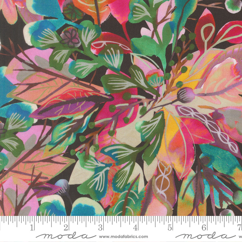Northern Brights Sage Brush Florals Warercolor Night Sky by Amarilys Henderson for Moda Fabrics 21852-14 scale