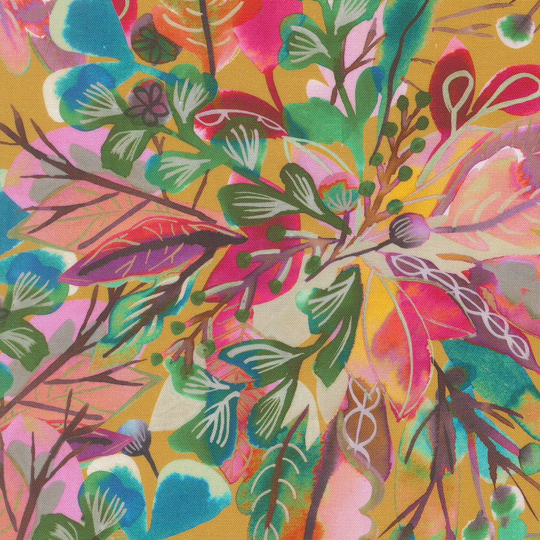 Northern Brights Sage Brush Florals Warercolor Golden by Amarilys Henderson for Moda Fabrics 21852-12