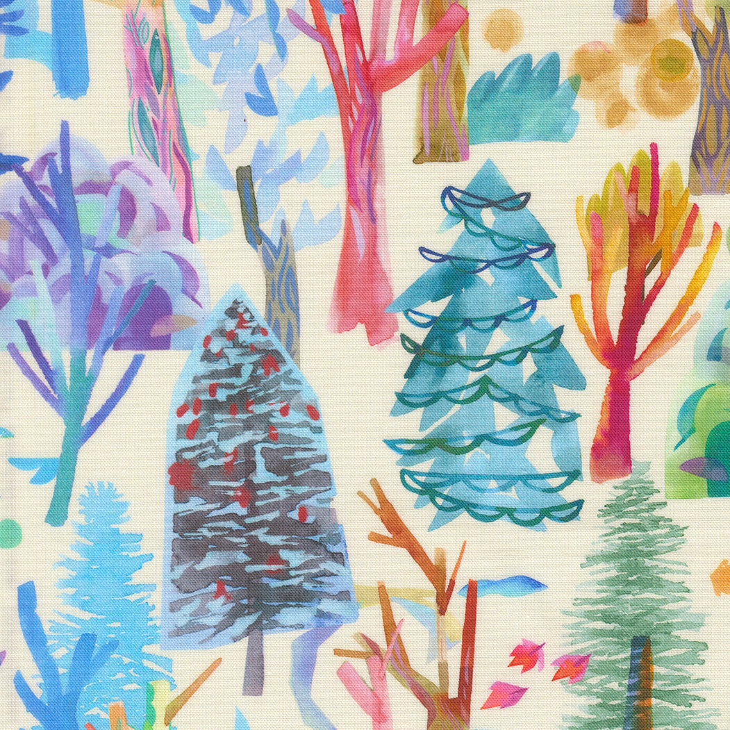 Northern Brights Forest Seasons Ombre Landscape Watercolor Cloud  by Amarilys Henderson for Moda Fabrics 21853-15