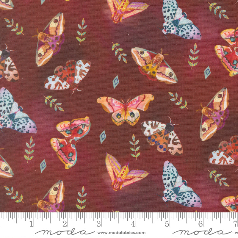Northern Brights Moth Array Novelty Watercolor Woodsy by Amarilys Henderson for Moda Fabrics 21854-12 scale