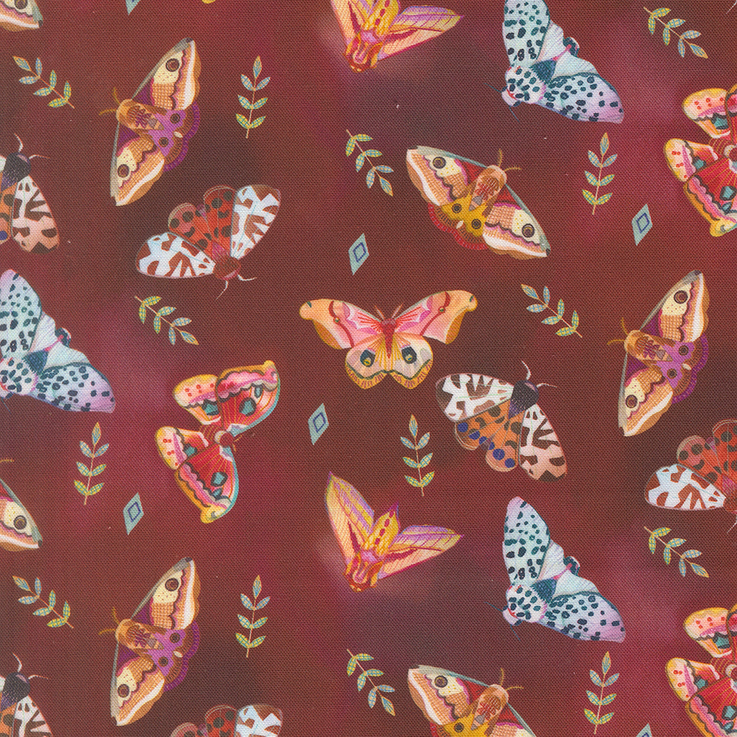 Northern Brights Moth Array Novelty Watercolor Woodsy by Amarilys Henderson for Moda Fabrics 21854-12