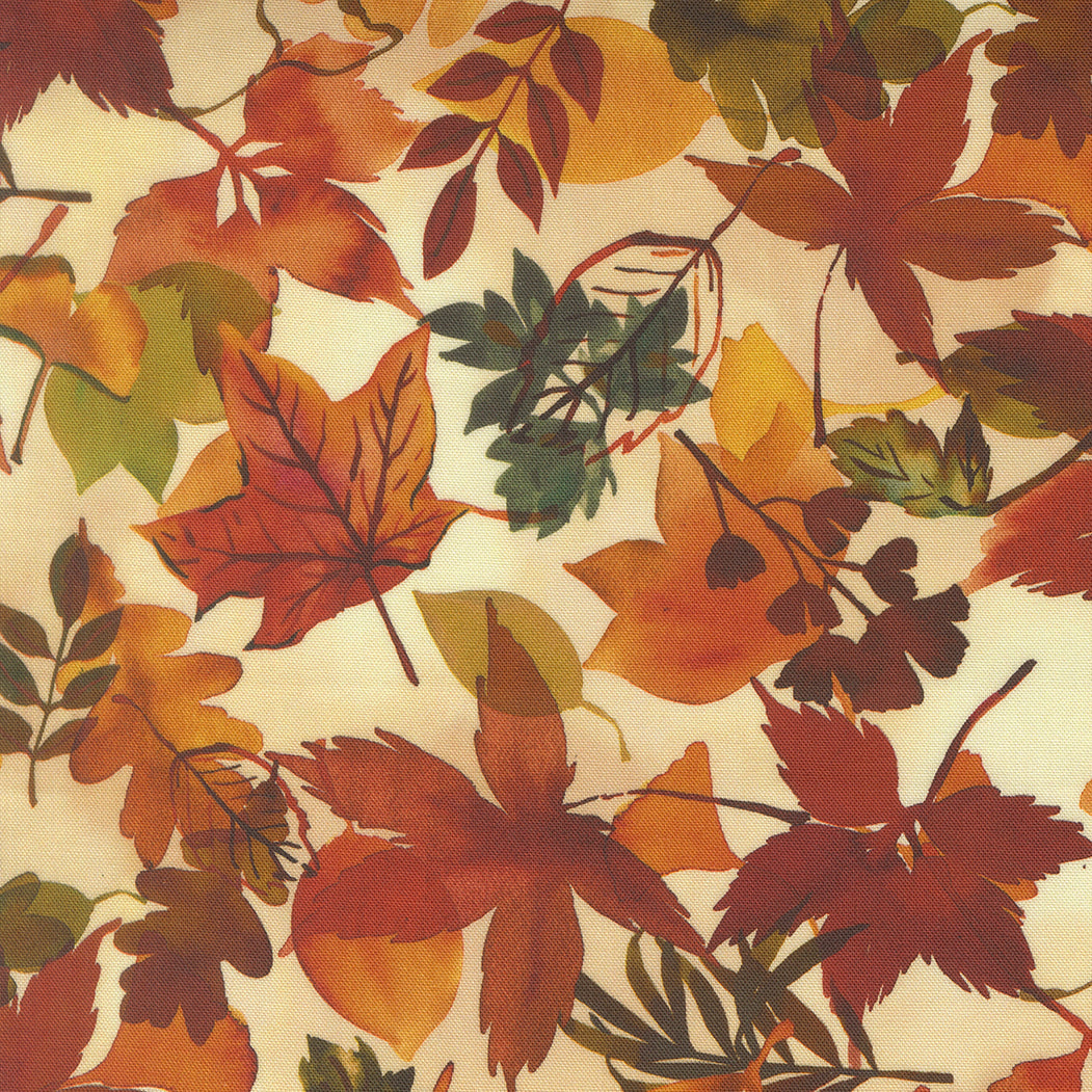 Northern Brights Fall Leaves Fallen Landscape Watercolor Autumn by Amarilys Henderson for Moda Fabrics 21855-13