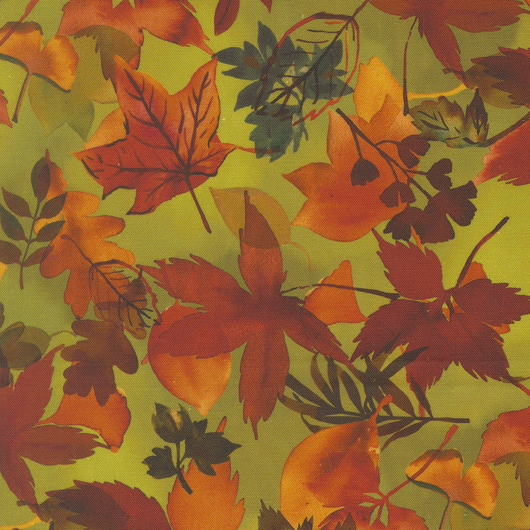 Northern Brights Fall Leaves Fallen Landscape Watercolor Leaf by Amarilys Henderson for Moda Fabrics 21855-14