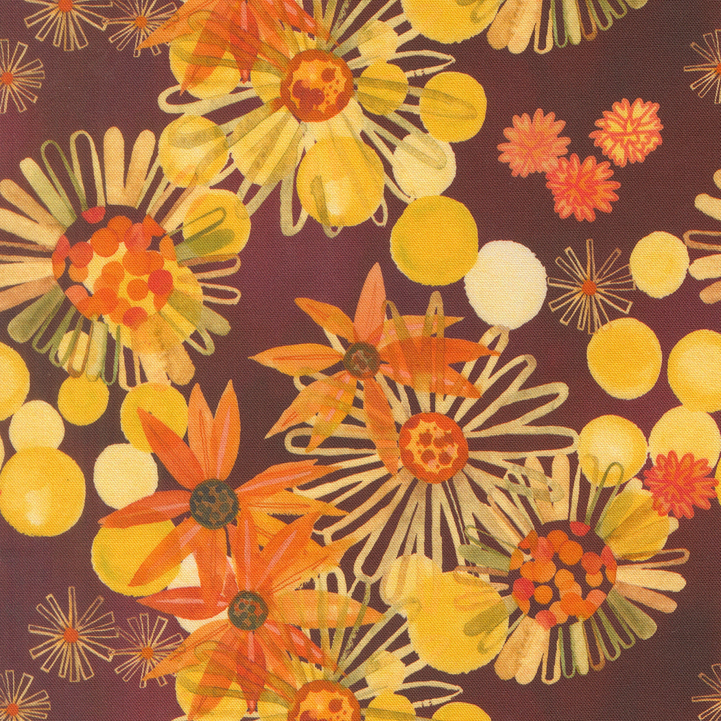 Northern Brights Yellow Black Eyed Florals Watercolor Woodsy by Amarilys Henderson for Moda Fabrics 21856-13