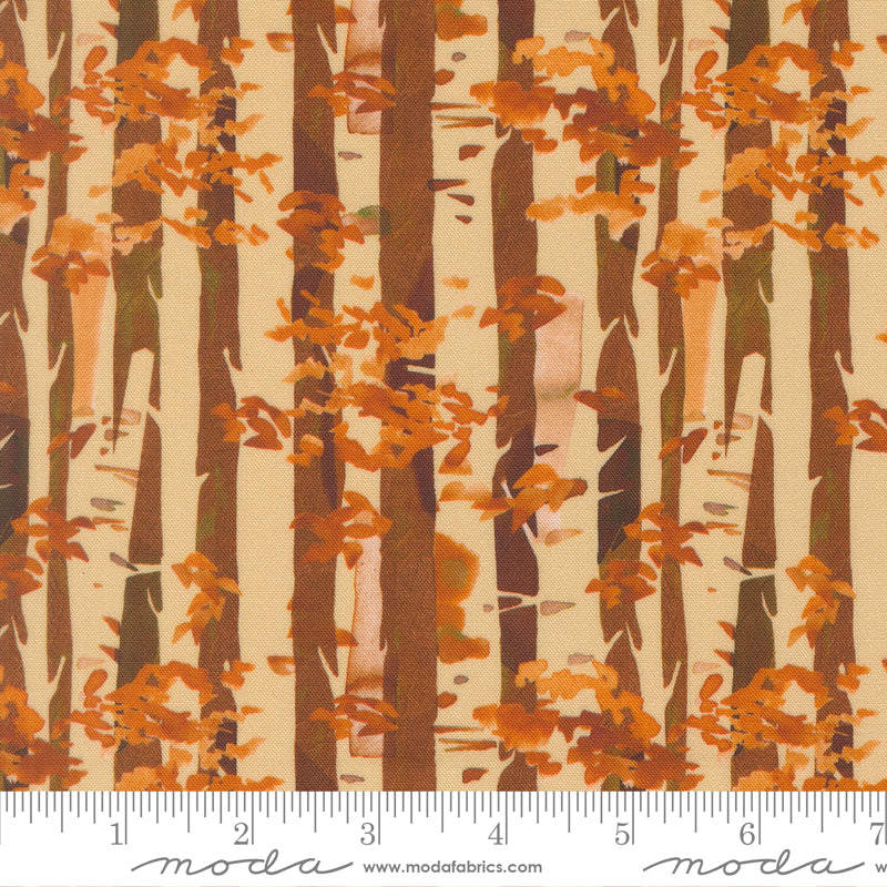 Northern Brights Birch Stripes Landscape Watercolor Cedar by Amarilys Henderson for Moda Fabrics 21857-12 scale